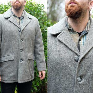 Vintage Woolrich Grey Wool Men's Peacoat Coat Jacket
